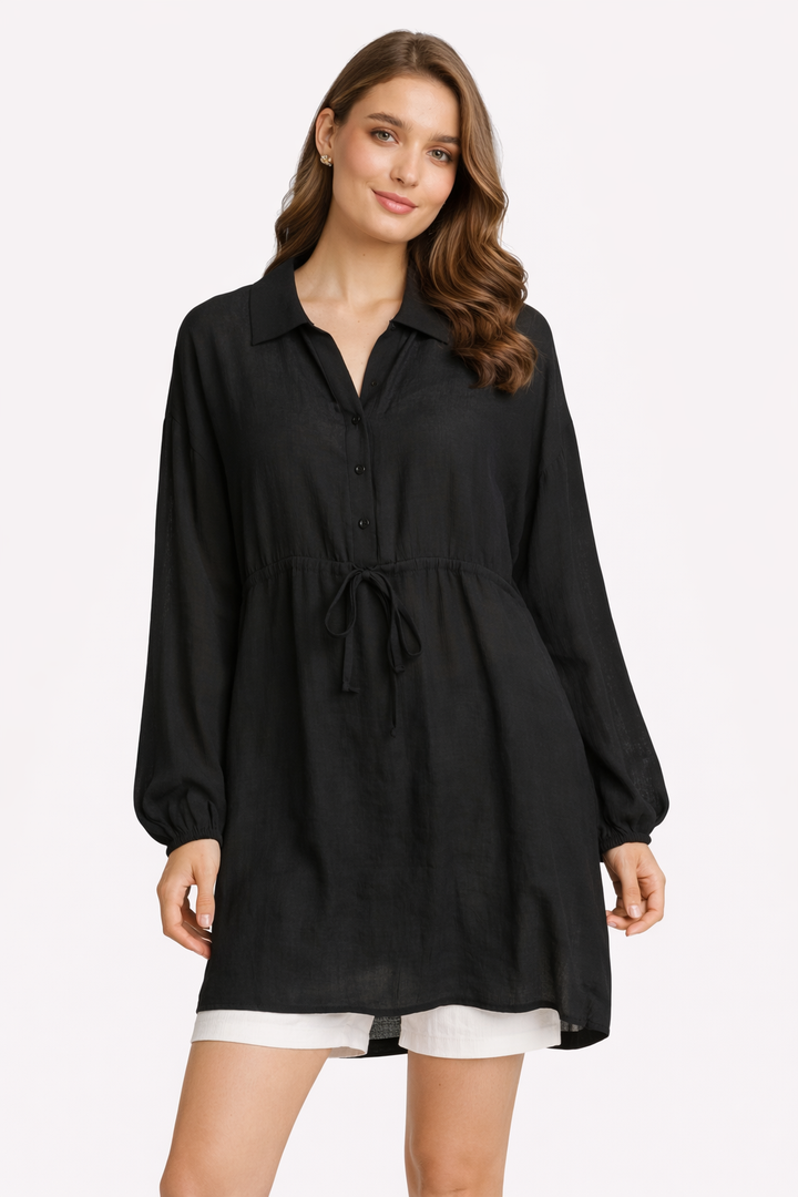 SOLID COLOR SHIRT DRESS