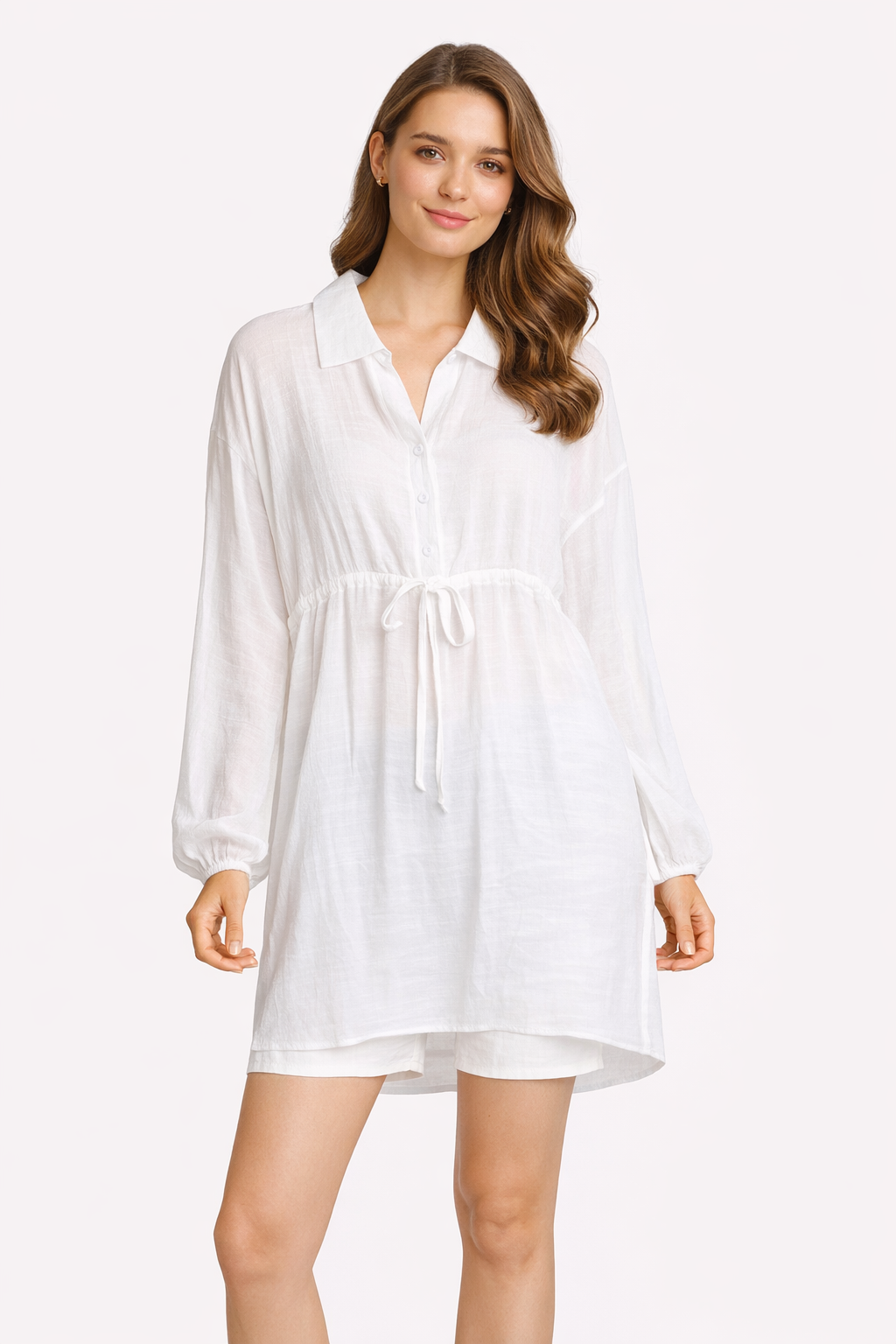 SOLID COLOR SHIRT DRESS