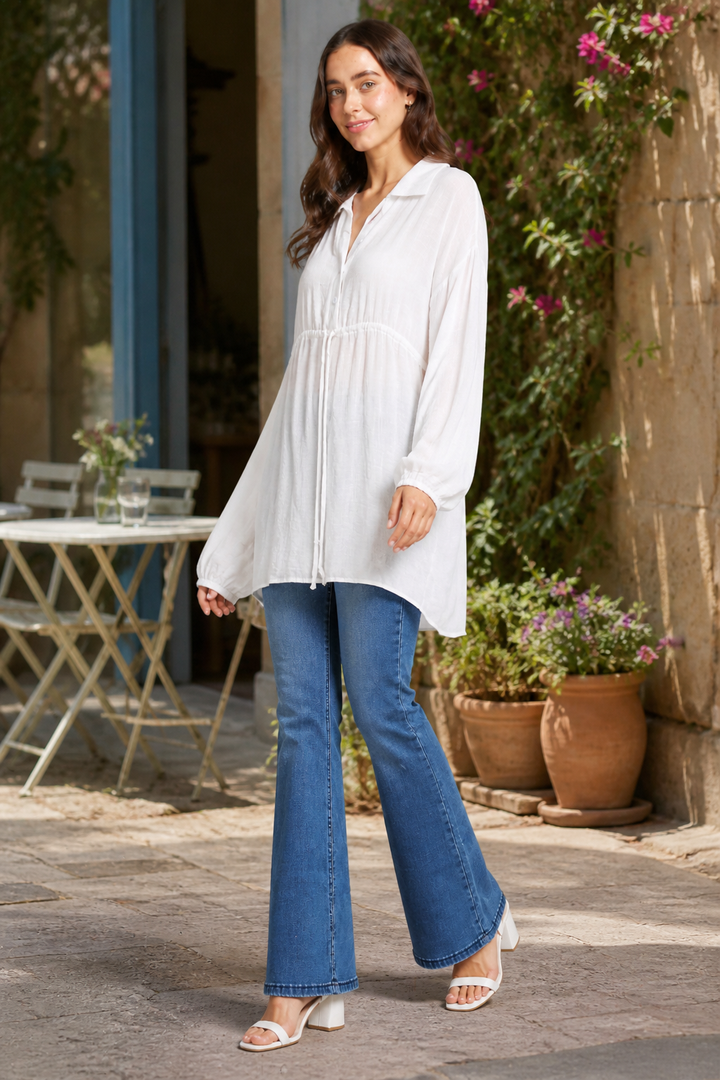 SOLID COLOR SHIRT DRESS