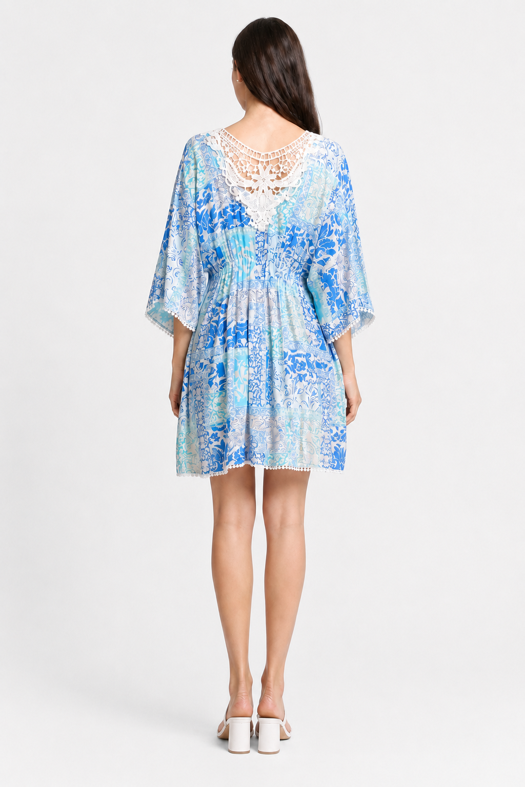 MIXED LEAF PATTERN COVER-UP DRESS