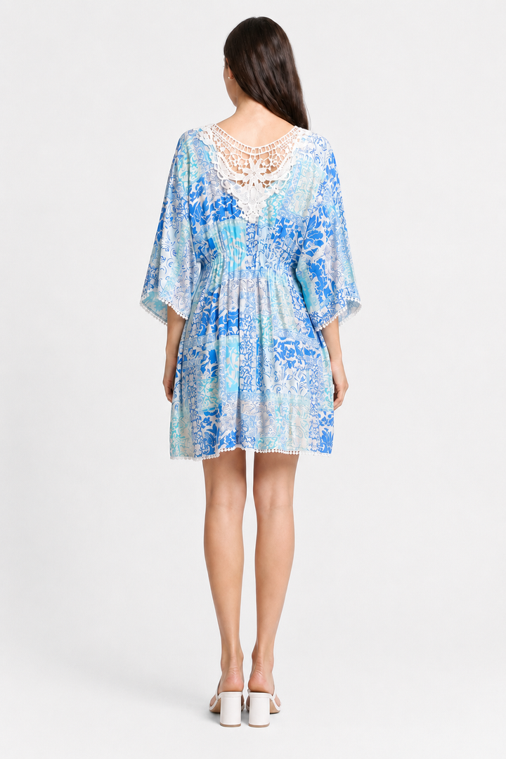 MIXED LEAF PATTERN COVER-UP DRESS