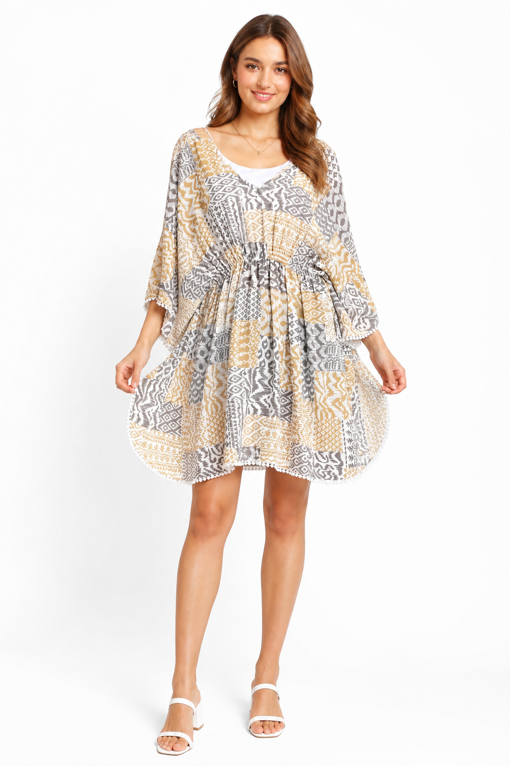 MIXED PATTERN COVER-UP DRESS