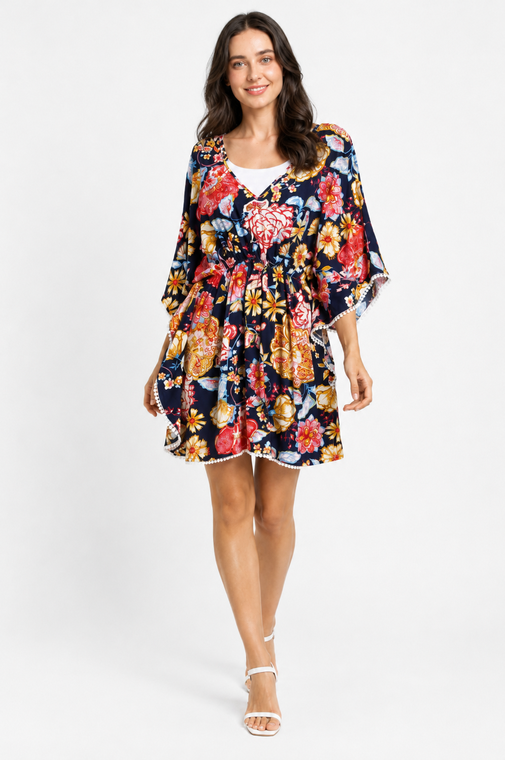 MIXED FLORAL PATTERN COVER-UP DRESS