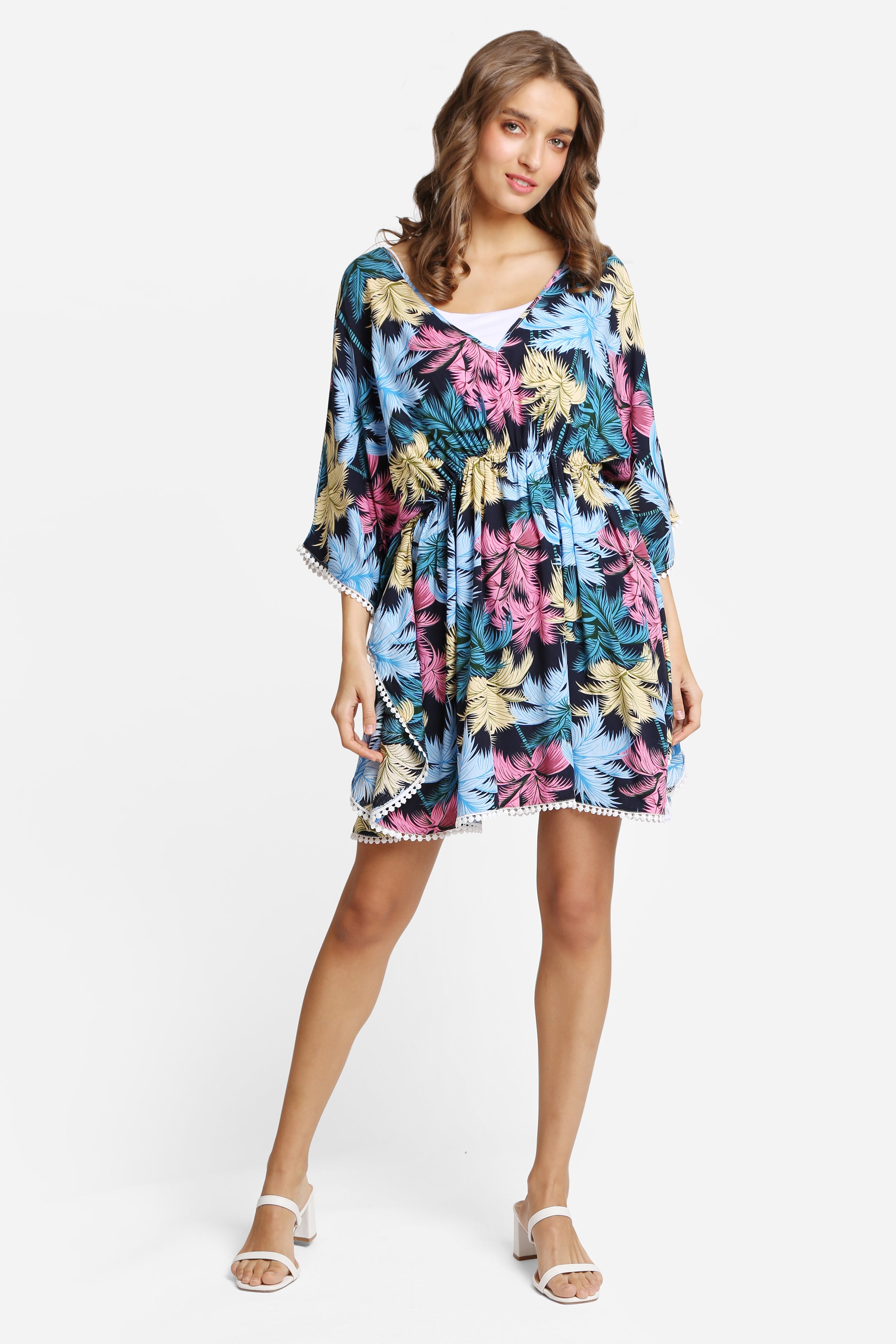 PALM TREE PATTERN COVER-UP DRESS