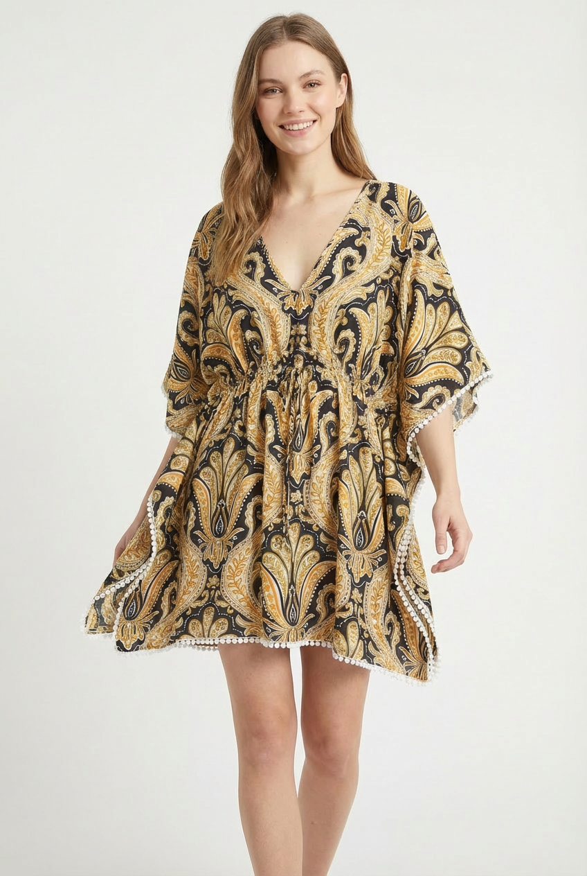MIXED PATTERN COVER-UP DRESS