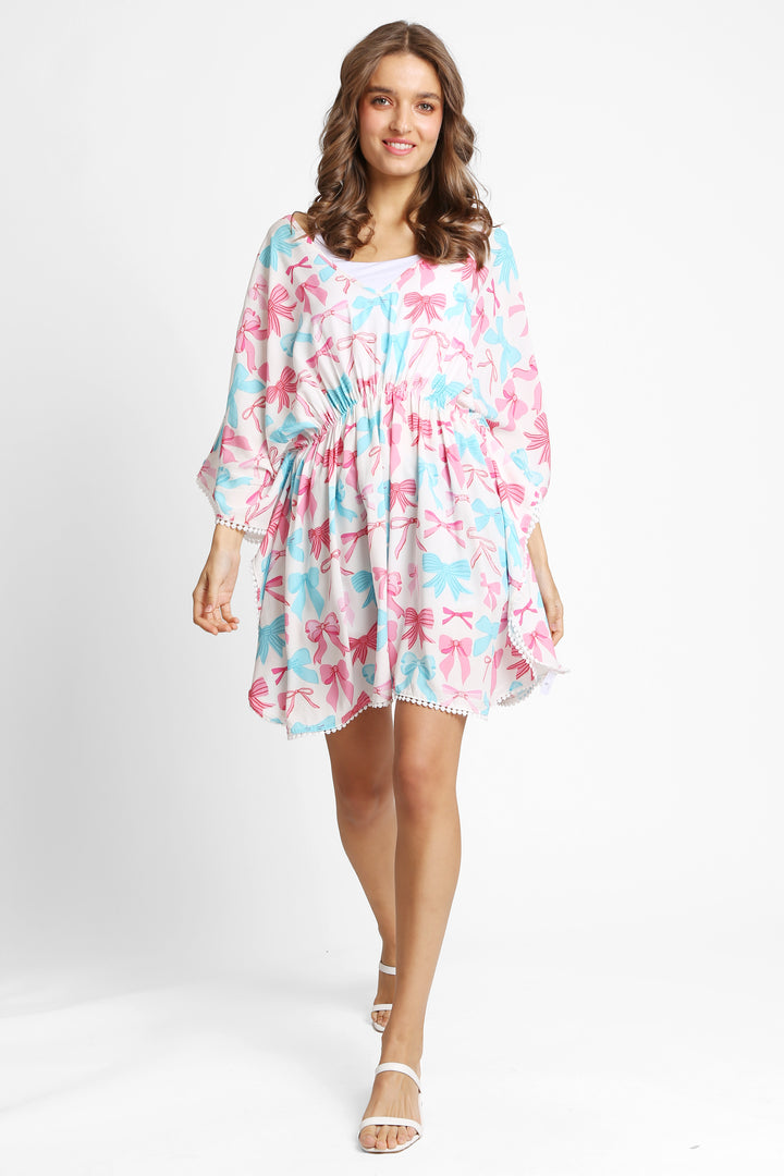 MIXED RIBBON PATTERN COVER-UP DRESS