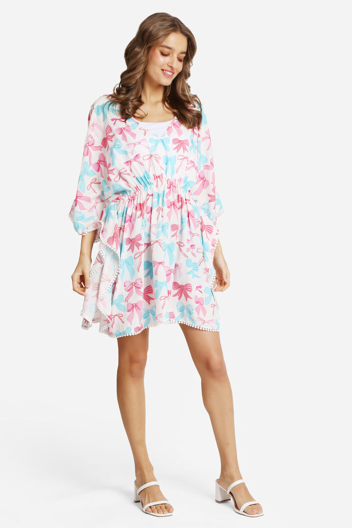 MIXED RIBBON PATTERN COVER-UP DRESS