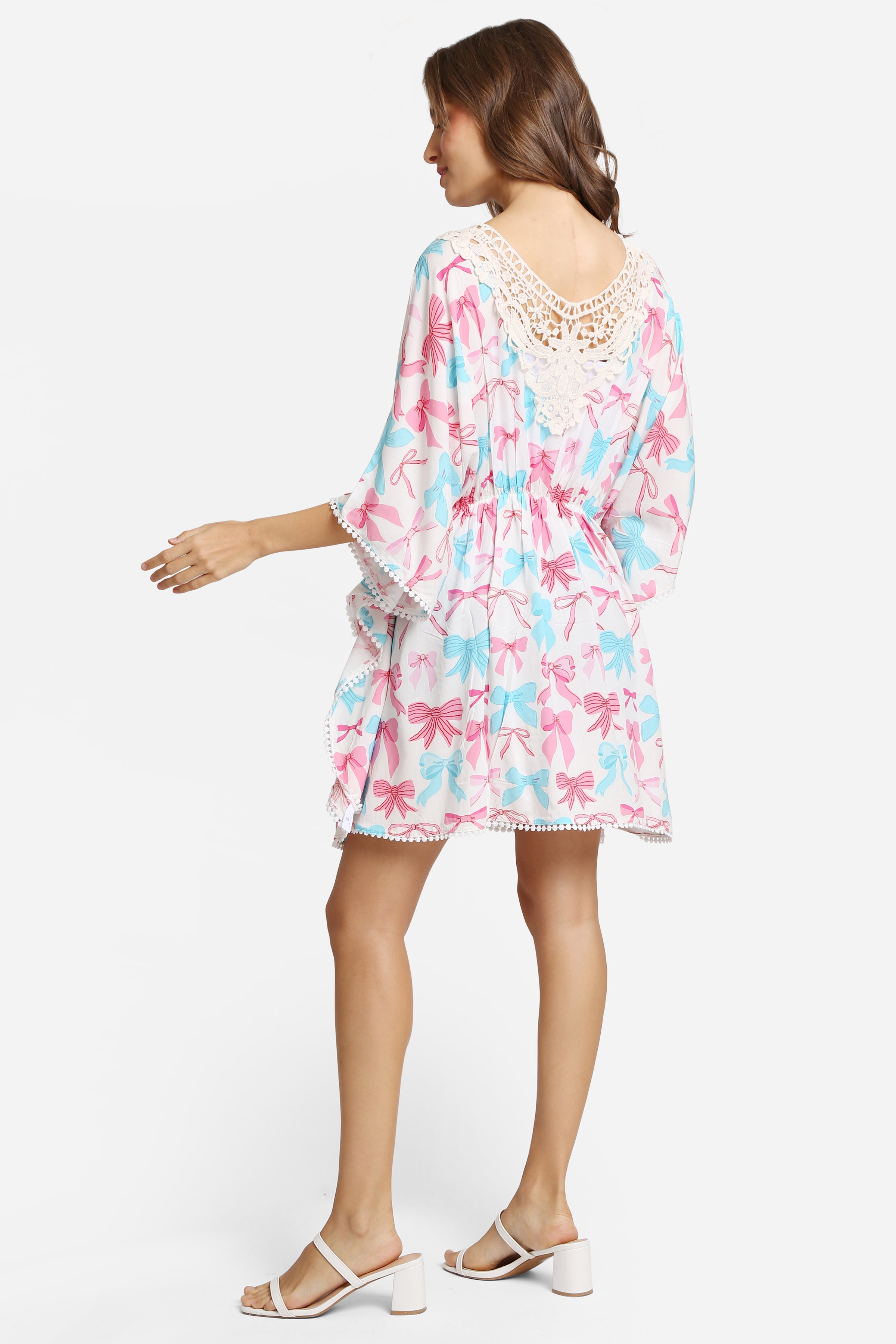 MIXED RIBBON PATTERN COVER-UP DRESS