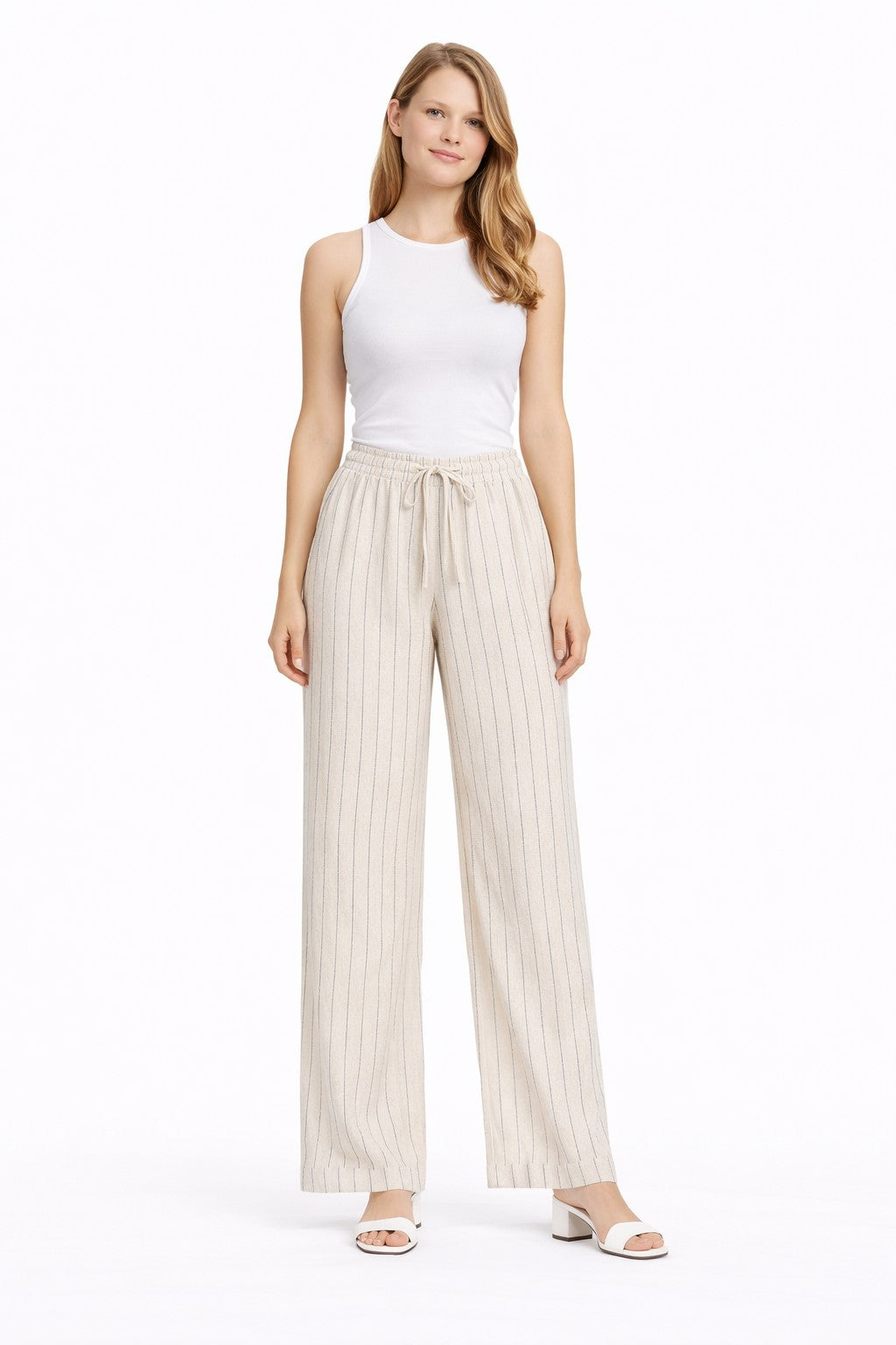 STRIPED PATTERN LINEN PANTS - 6 pc pack