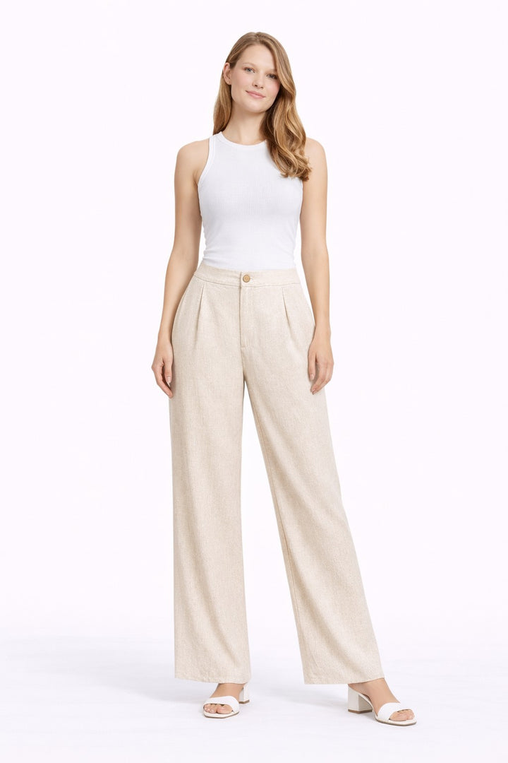 SOLID COLOR LINEN PANTS