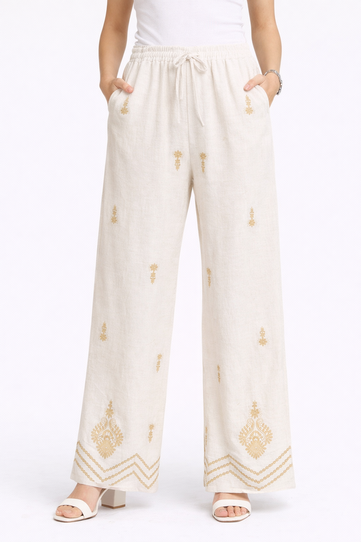 BOHO PATTERN LINEN PANTS