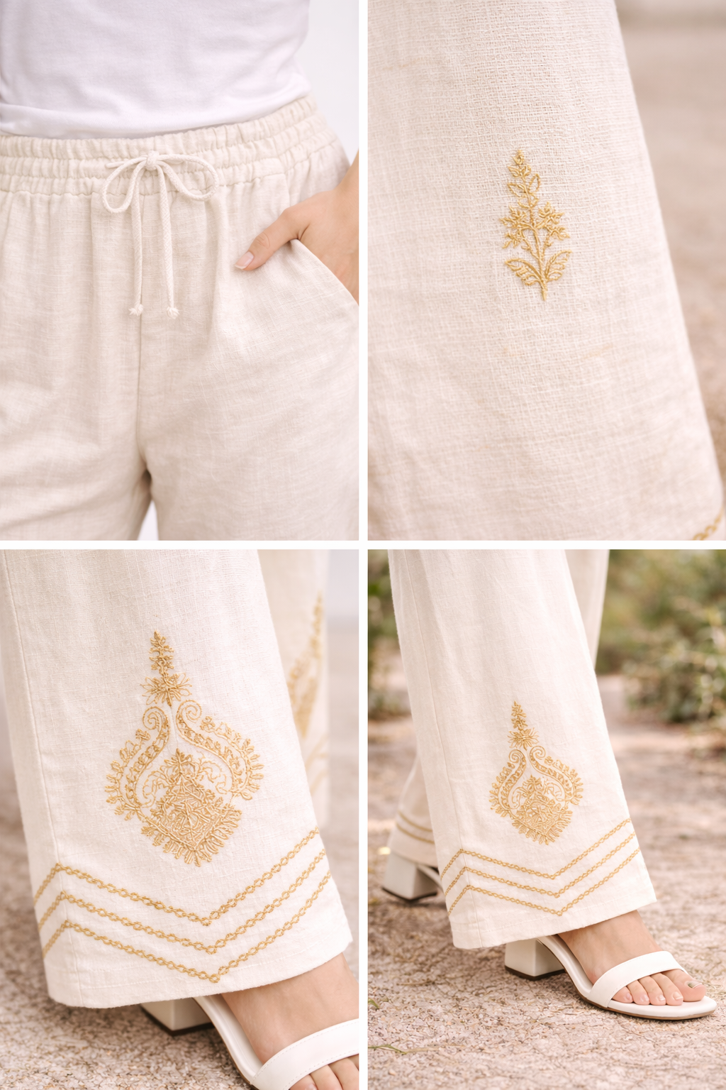 BOHO PATTERN LINEN PANTS