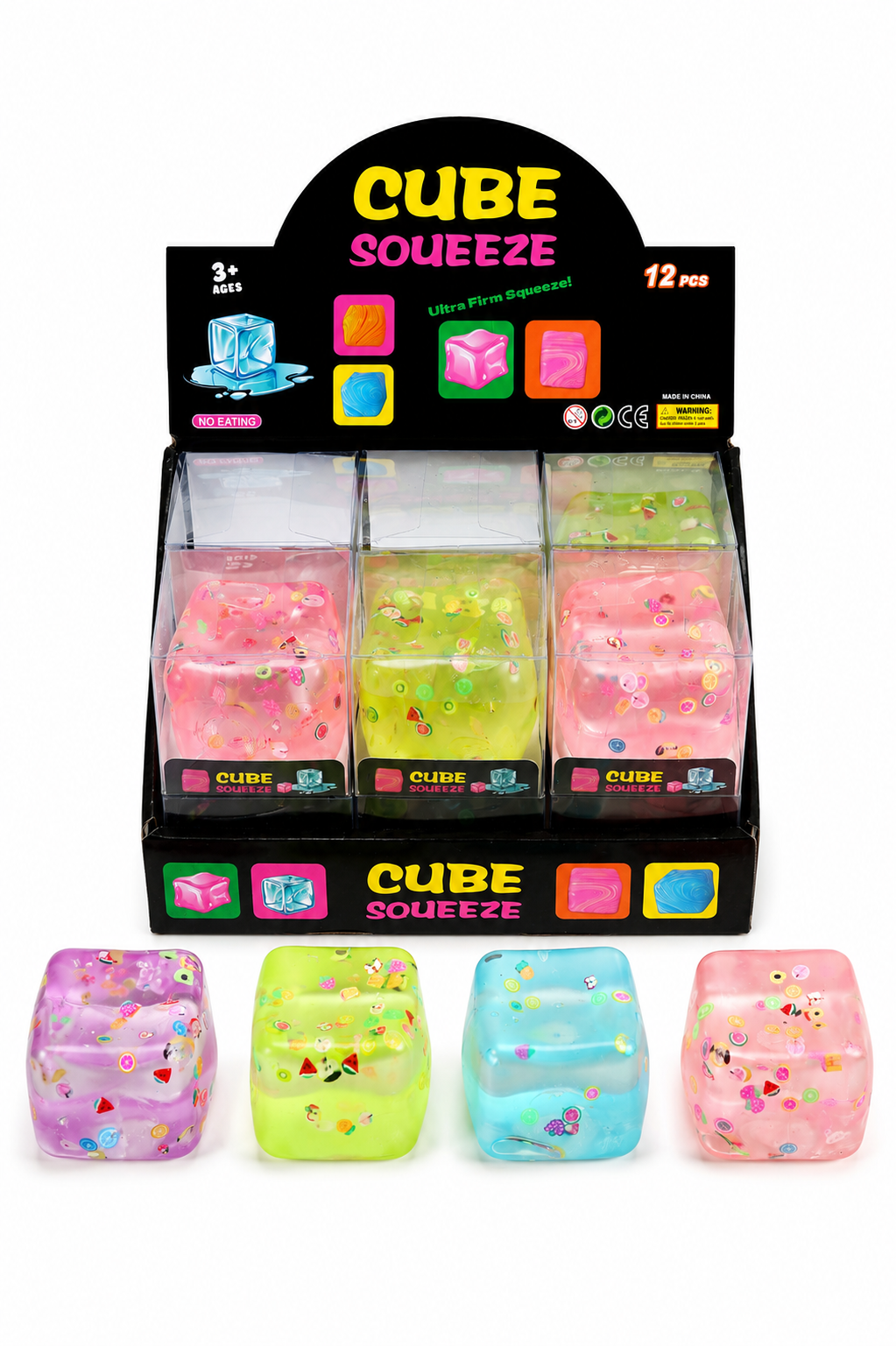 Fruit Ice Cube Stress Relief Squishy Toy - 12 pc pack