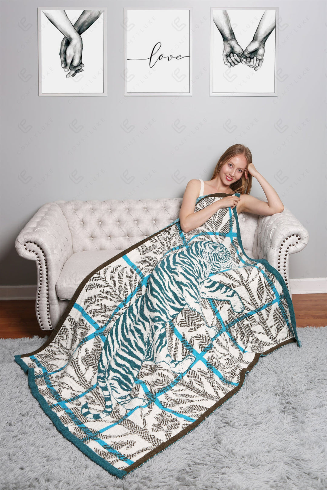 Jcl4301 Teal Throw Blankets