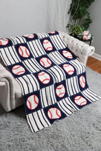 Load image into Gallery viewer, BASEBALL CHECKERED &amp; PIN-STRIPED PATTERN THROW BLANKET NAVY THROW BLANKETS
