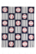 Load image into Gallery viewer, BASEBALL CHECKERED &amp; PIN-STRIPED PATTERN THROW BLANKET NAVY THROW BLANKETS
