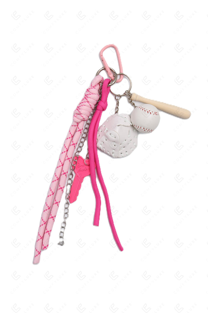 BASEBALL KEYCHAIN/BAG CHARM PINK KEYCHAINS