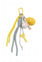Load image into Gallery viewer, BASEBALL KEYCHAIN/BAG CHARM YELLOW KEYCHAINS
