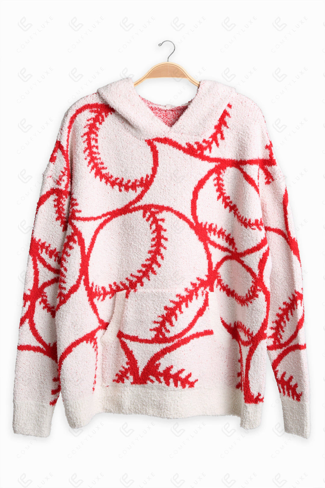 BASEBALL PATTERN HOODIE RED APPAREL