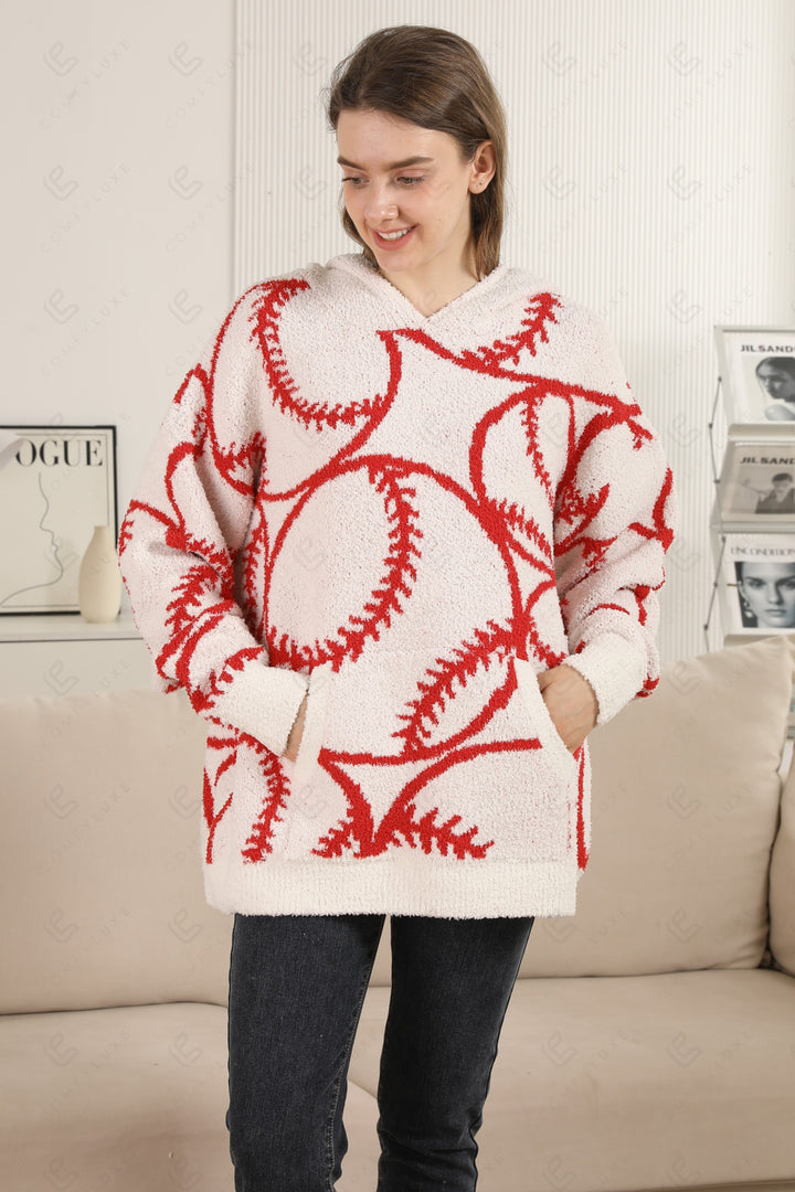 BASEBALL PATTERN HOODIE RED APPAREL