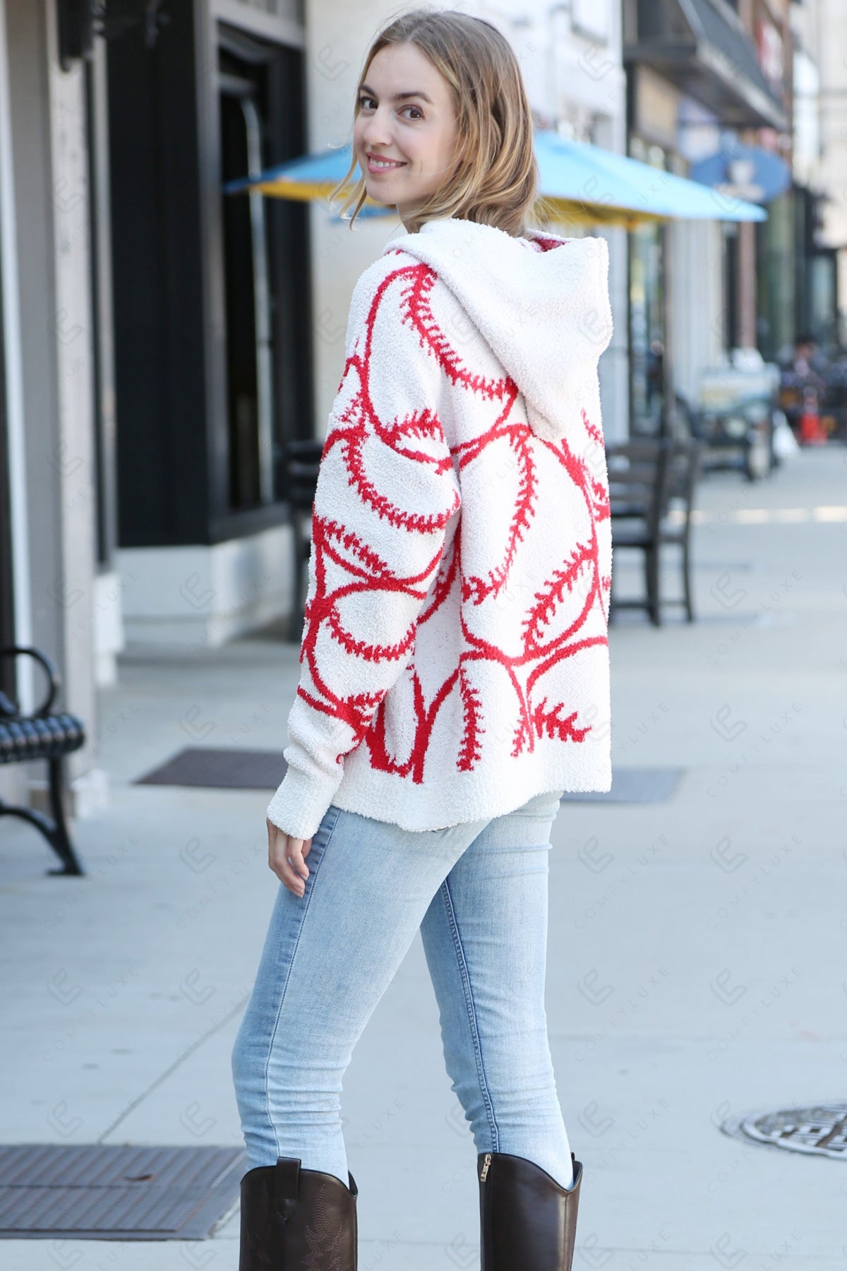 BASEBALL PATTERN HOODIE RED APPAREL