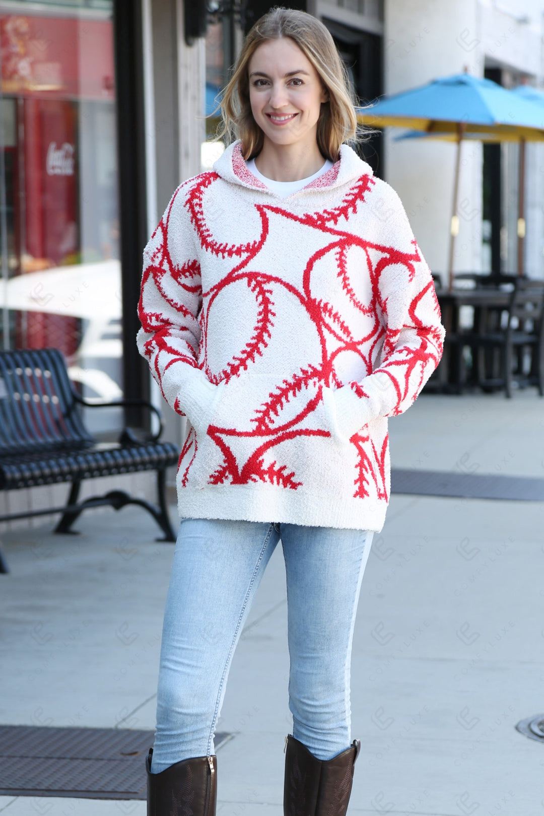 BASEBALL PATTERN HOODIE RED APPAREL