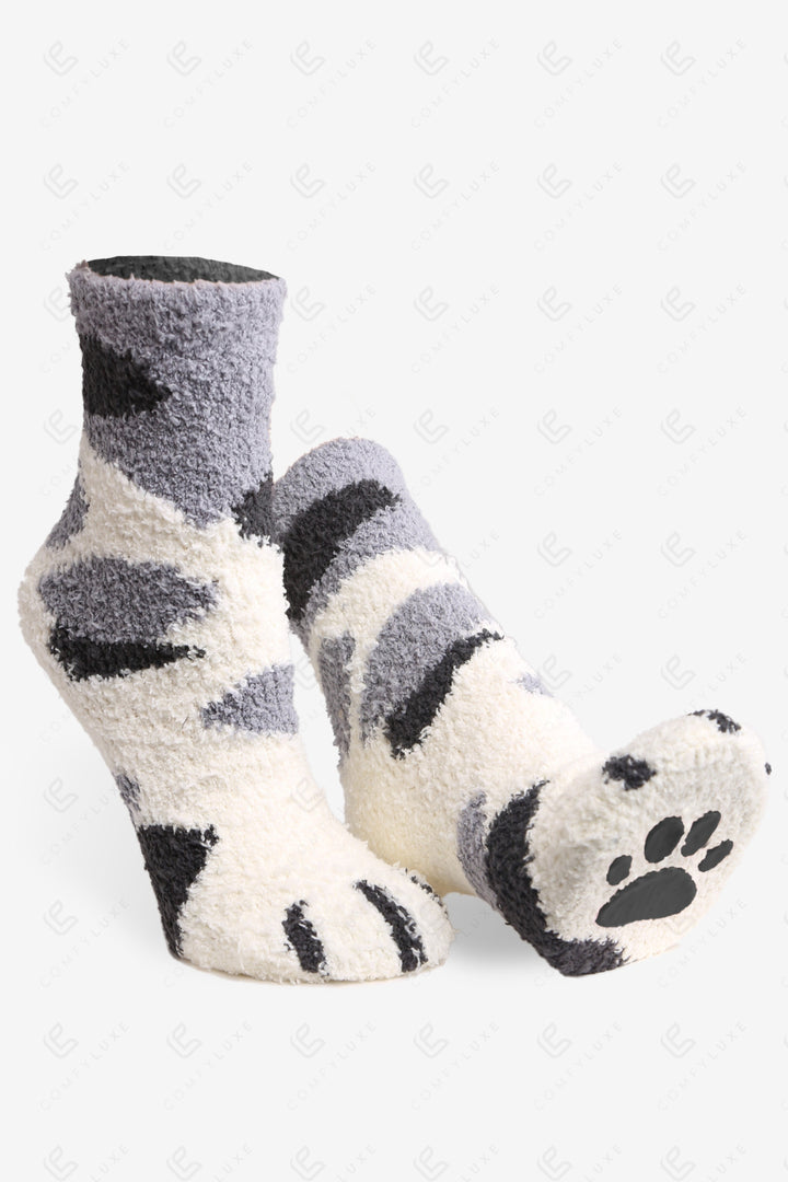CAT &amp; PAW PRINT PATTERN MINI-CREW SOCKS SOCKS