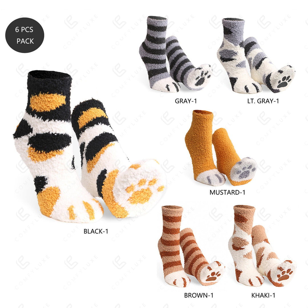 CAT &amp; PAW PRINT PATTERN MINI-CREW SOCKS SOCKS