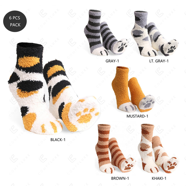 CAT &amp; PAW PRINT PATTERN MINI-CREW SOCKS SOCKS