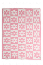 Load image into Gallery viewer, CHECKERED &amp; DAISY PATTERN THROW BLANKET PINK THROW BLANKETS
