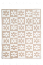 Load image into Gallery viewer, CHECKERED &amp; DAISY PATTERN THROW BLANKET BEIGE THROW BLANKETS
