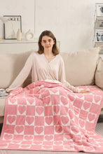 Load image into Gallery viewer, CHECKERED &amp; HEART PATTERN THROW BLANKET PINK THROW BLANKETS
