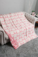 Load image into Gallery viewer, CHECKERED &amp; HEART PATTERN THROW BLANKET PINK THROW BLANKETS
