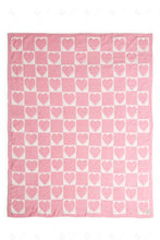 Load image into Gallery viewer, CHECKERED &amp; HEART PATTERN THROW BLANKET PINK THROW BLANKETS
