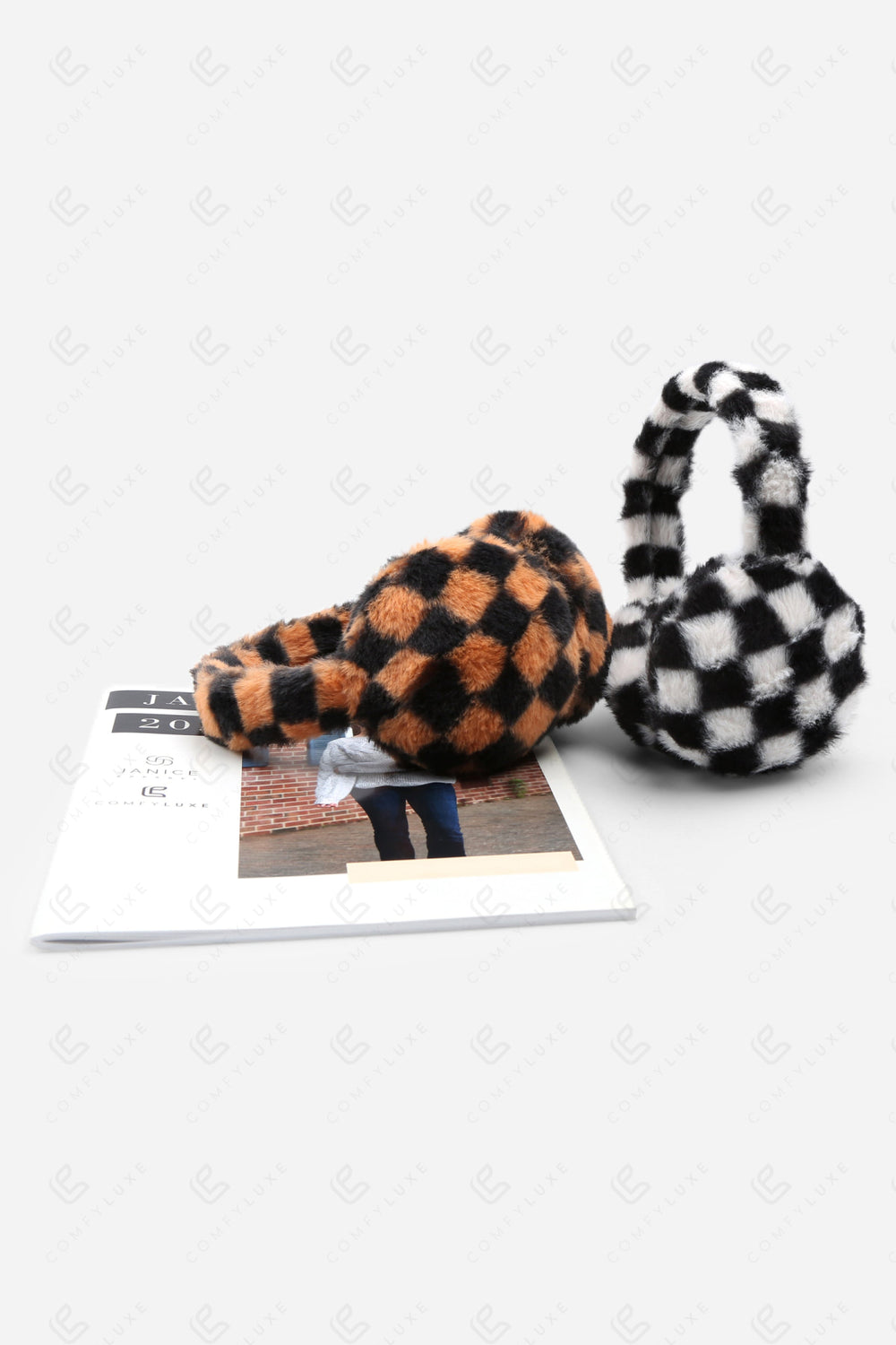 CHECKERED PATTERN EAR MUFFS EAR MUFFS