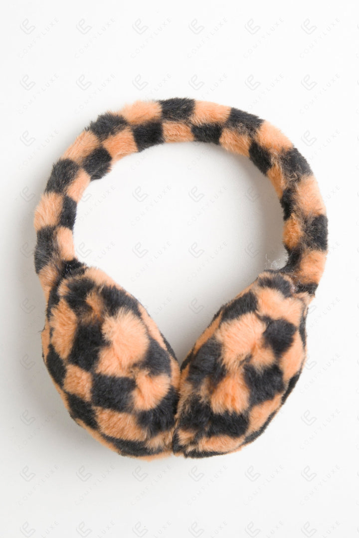 CHECKERED PATTERN EAR MUFFS EAR MUFFS