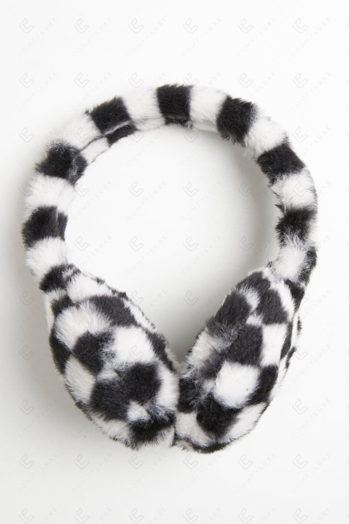 CHECKERED PATTERN EAR MUFFS EAR MUFFS
