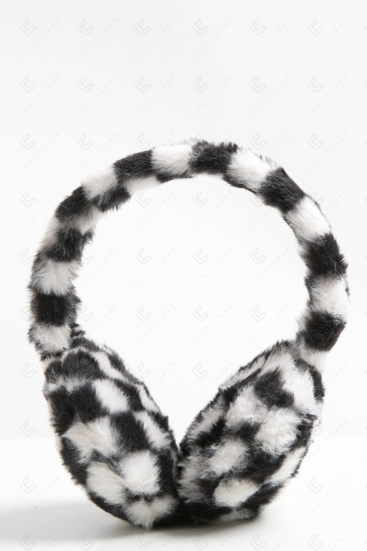 CHECKERED PATTERN EAR MUFFS EAR MUFFS