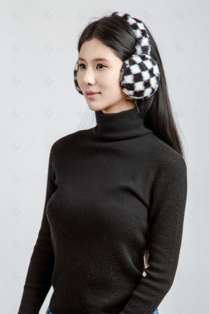 CHECKERED PATTERN EAR MUFFS EAR MUFFS