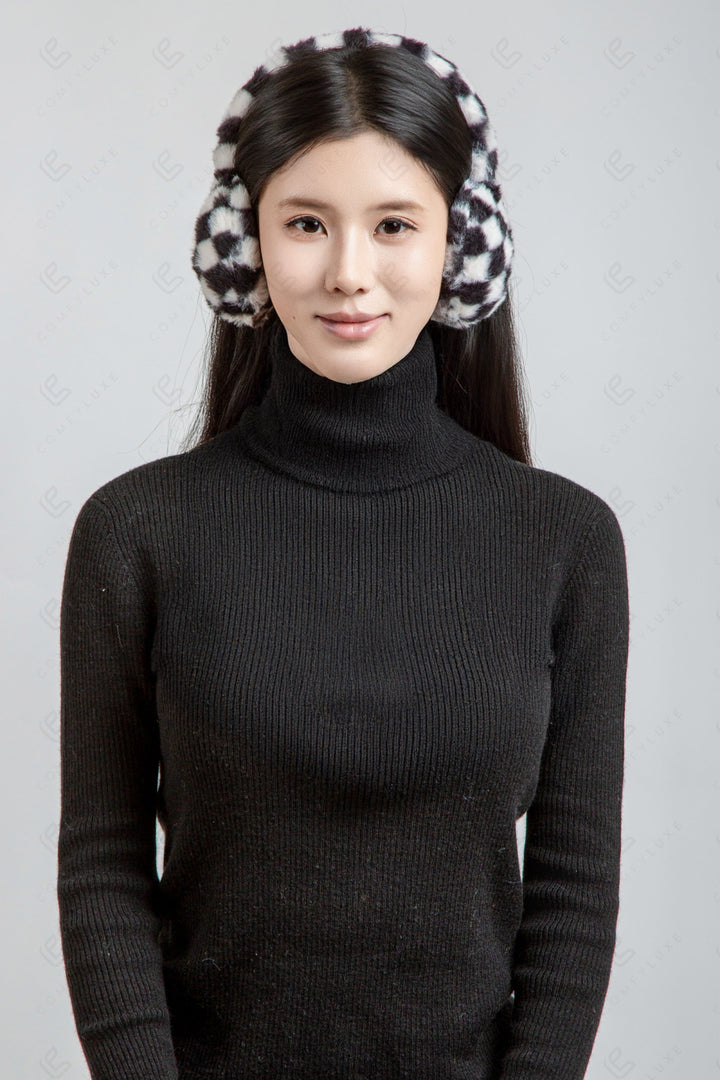 CHECKERED PATTERN EAR MUFFS EAR MUFFS