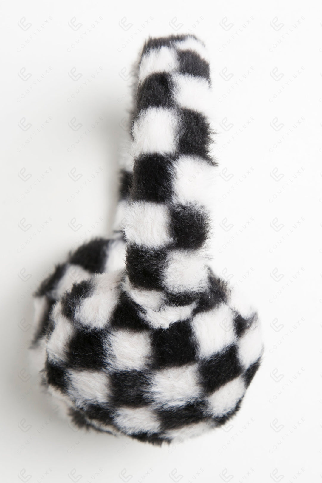 CHECKERED PATTERN EAR MUFFS WHITE EAR MUFFS