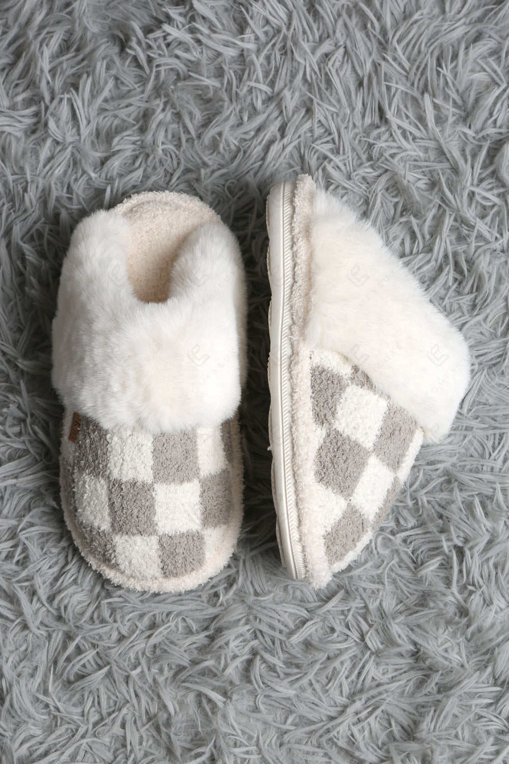 CHECKERED PATTERN MULE SLIPPERS SLIPPERS/SLIDES