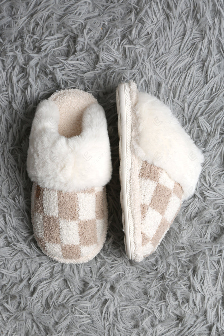 CHECKERED PATTERN MULE SLIPPERS SLIPPERS/SLIDES