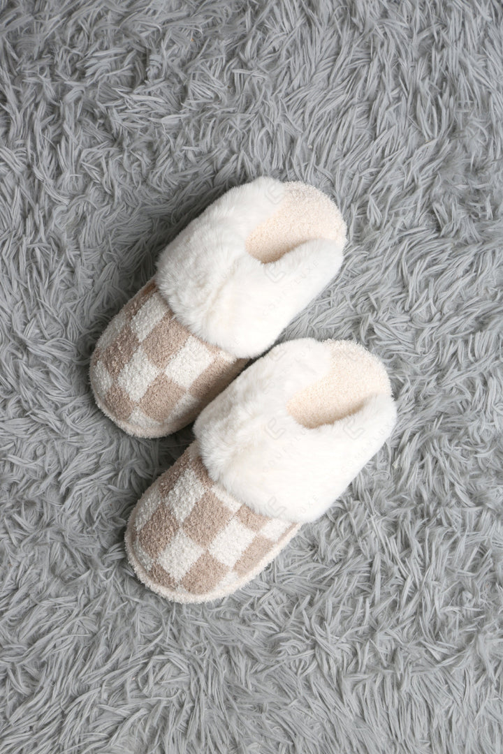 CHECKERED PATTERN MULE SLIPPERS SLIPPERS/SLIDES