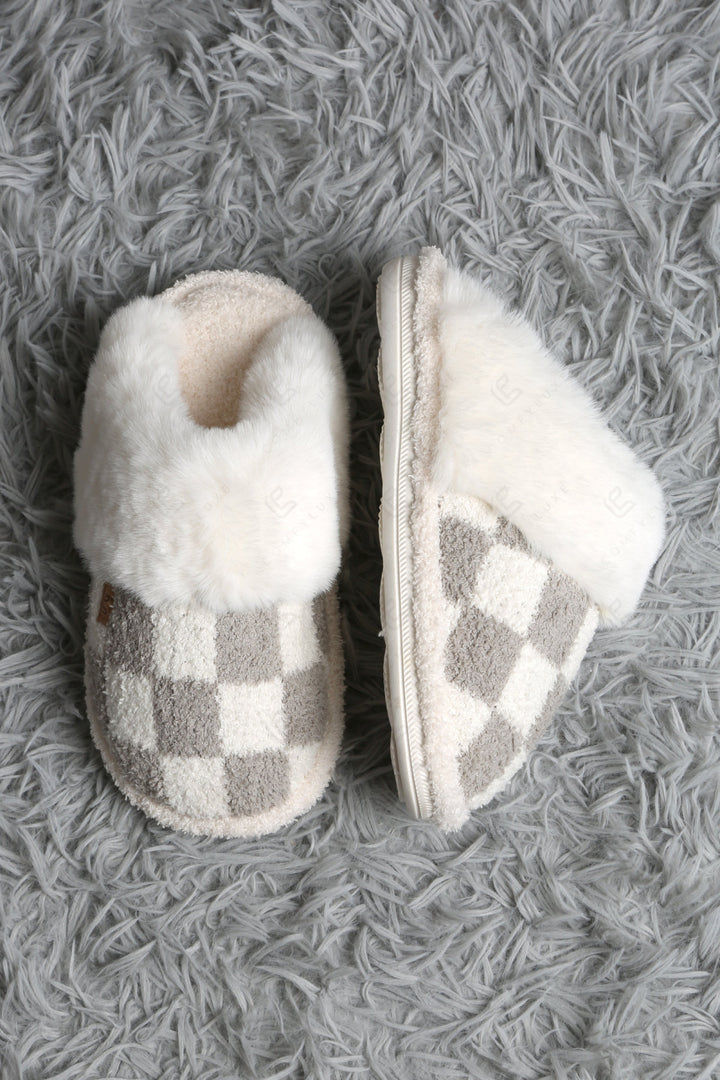CHECKERED PATTERN MULE SLIPPERS SLIPPERS/SLIDES