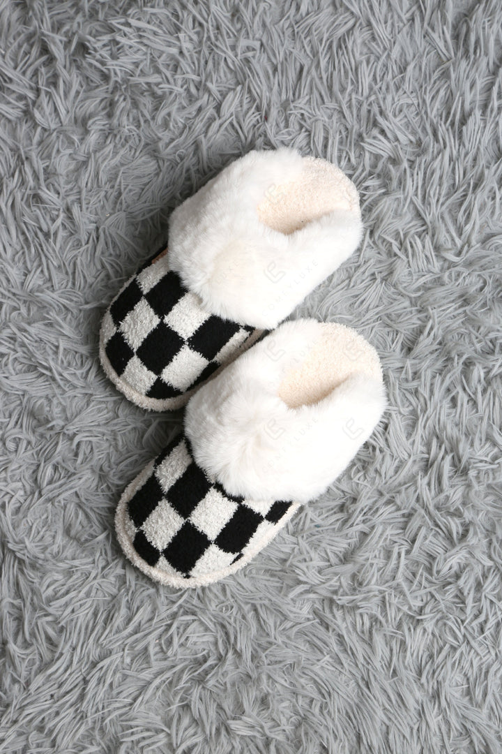 CHECKERED PATTERN MULE SLIPPERS SLIPPERS/SLIDES