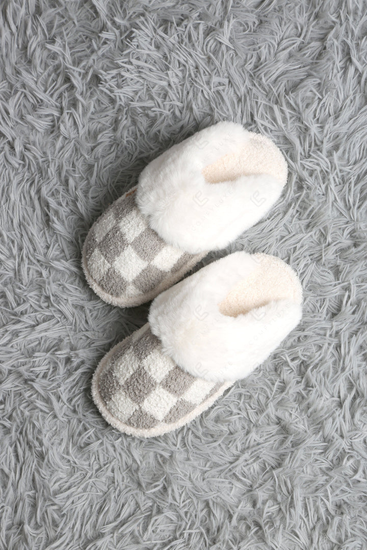 CHECKERED PATTERN MULE SLIPPERS SLIPPERS/SLIDES
