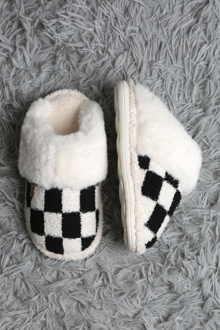 CHECKERED PATTERN MULE SLIPPERS SLIPPERS/SLIDES