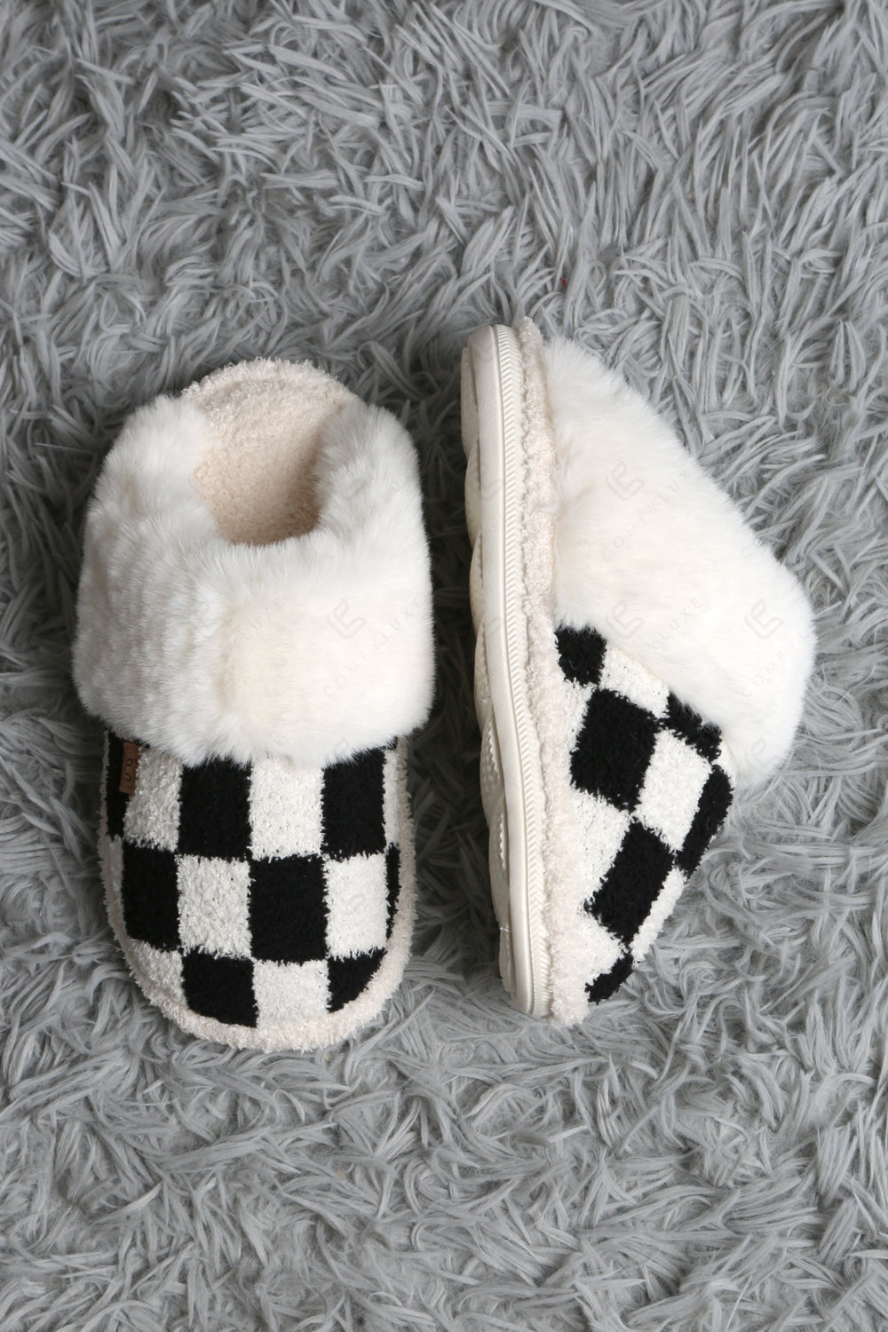 CHECKERED PATTERN MULE SLIPPERS SLIPPERS/SLIDES