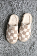 Load image into Gallery viewer, CHECKERED PATTERN PLATFORM SLIPPERS BEIGE / M/L SLIPPERS/SLIDES
